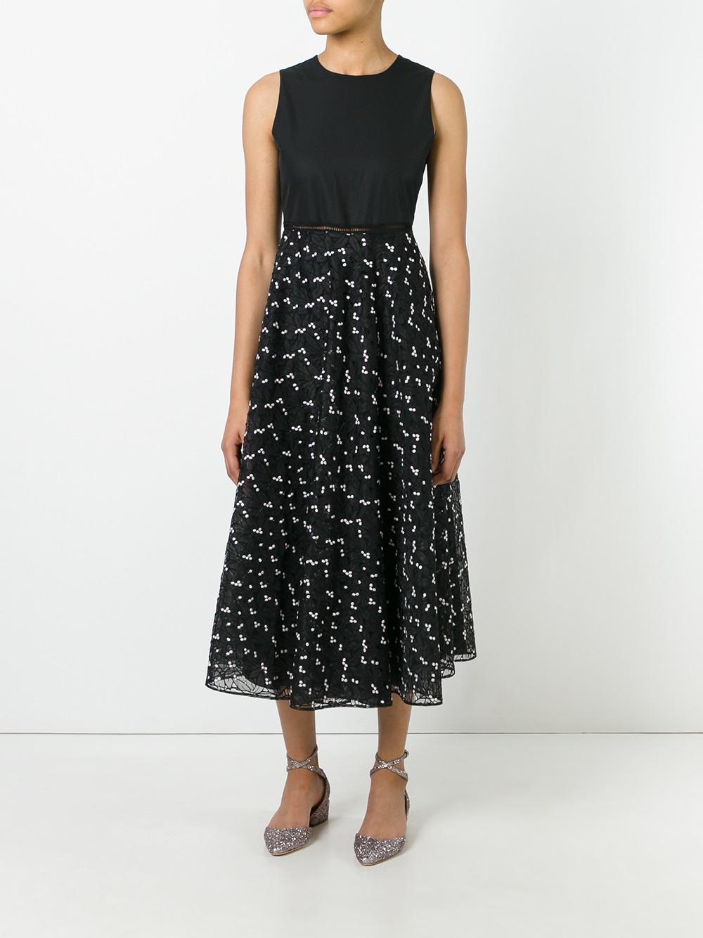 embellished sheer flared dress
