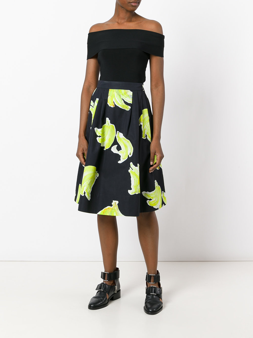 print pleated skirt