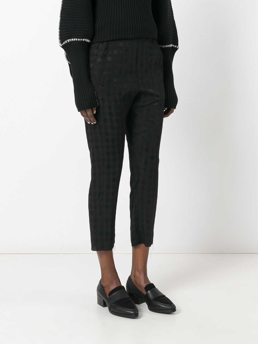 cropped slim cut trousers