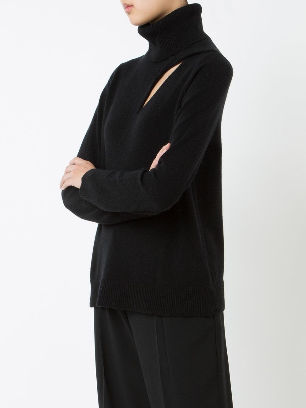 cut-off detailing turtleneck jumper