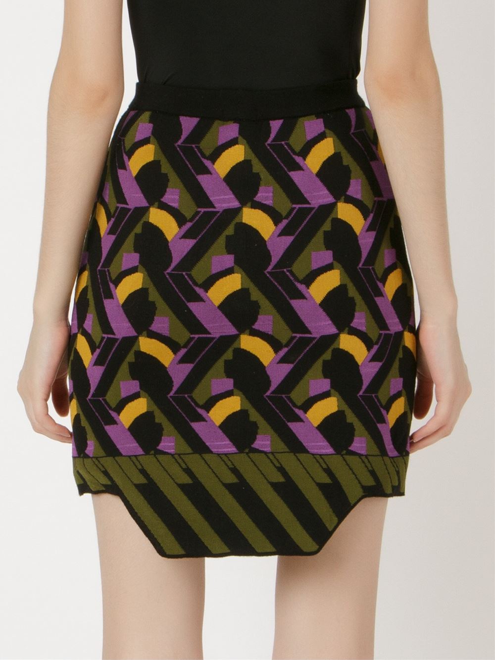 geometric knit fitted skirt