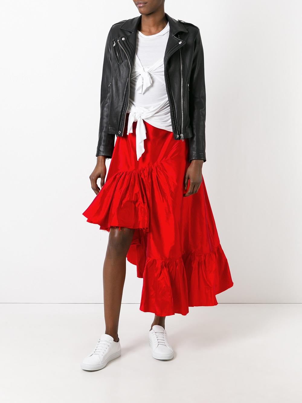 asymmetric ruffle skirt