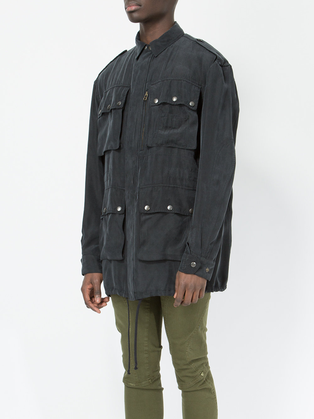 cargo pockets drawstring jacket