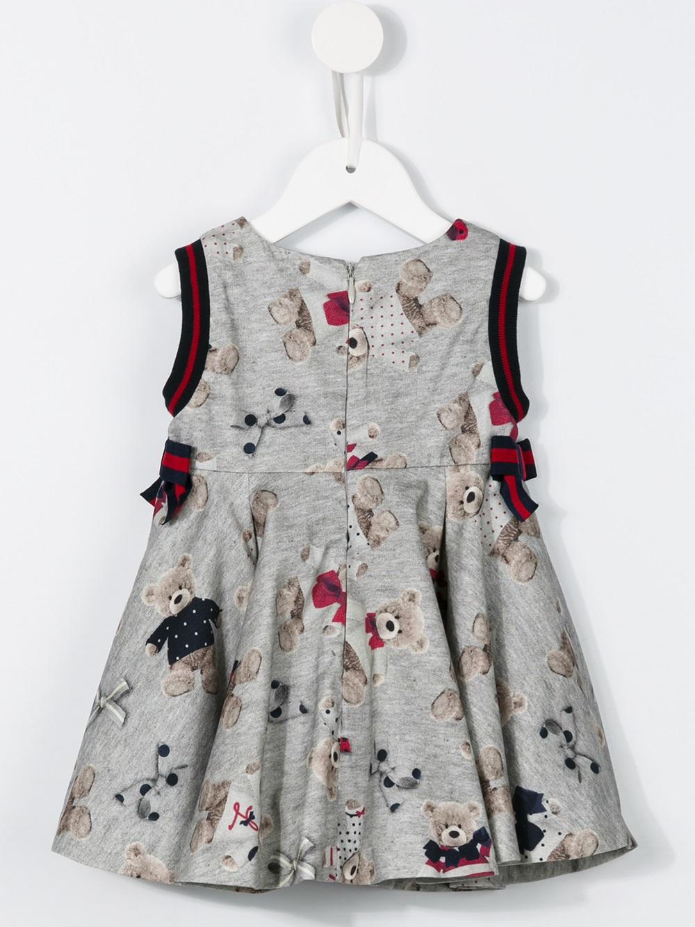 teddy bear print velour dress