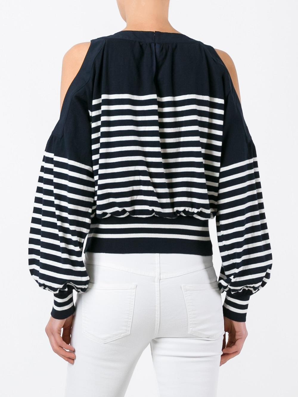 striped cold shoulder top