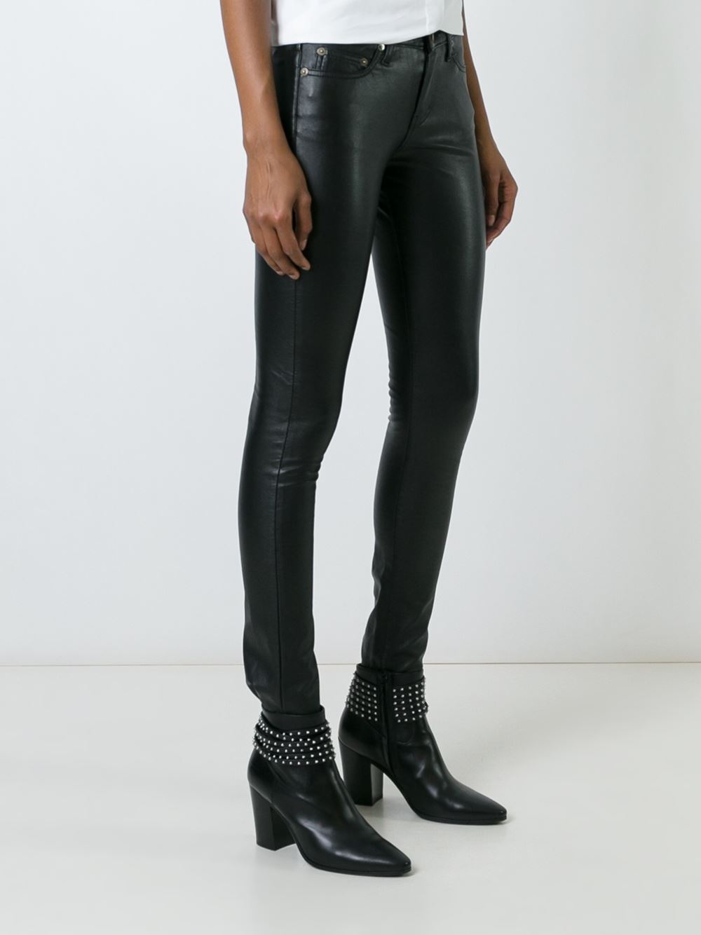skinny fit leather trousers