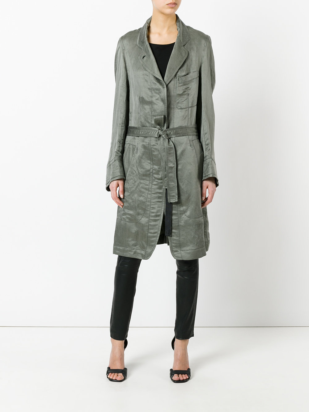 tie-waist trench coat