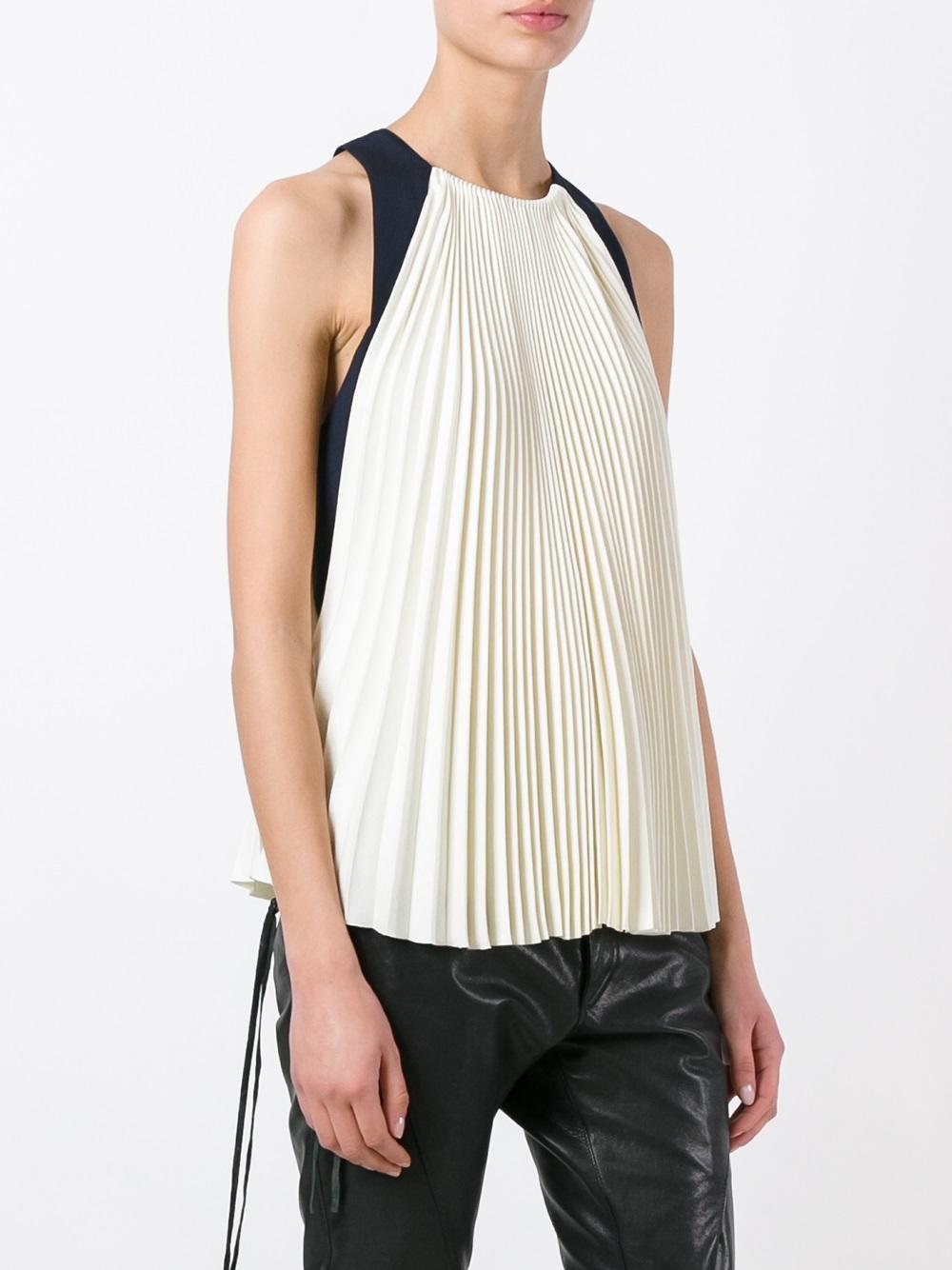 sleeveless pleated blouse