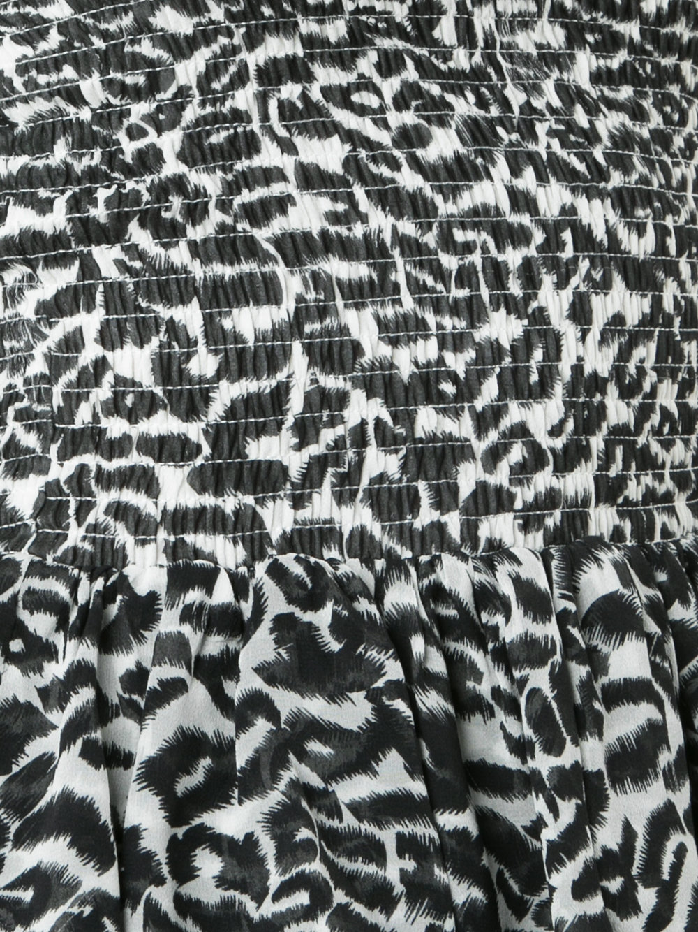 pleated trim leopard print top