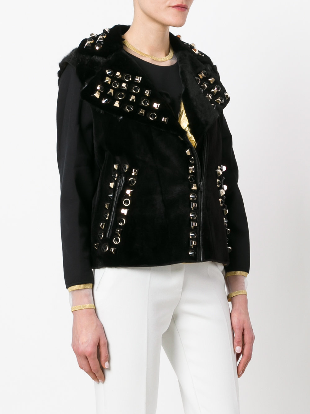 embellished biker style gilet