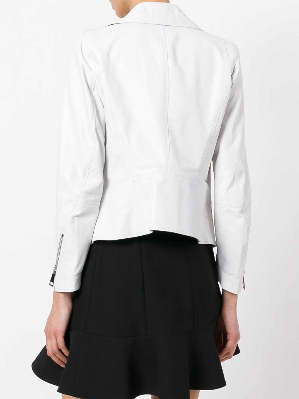 biker jacket with silver tone zippers