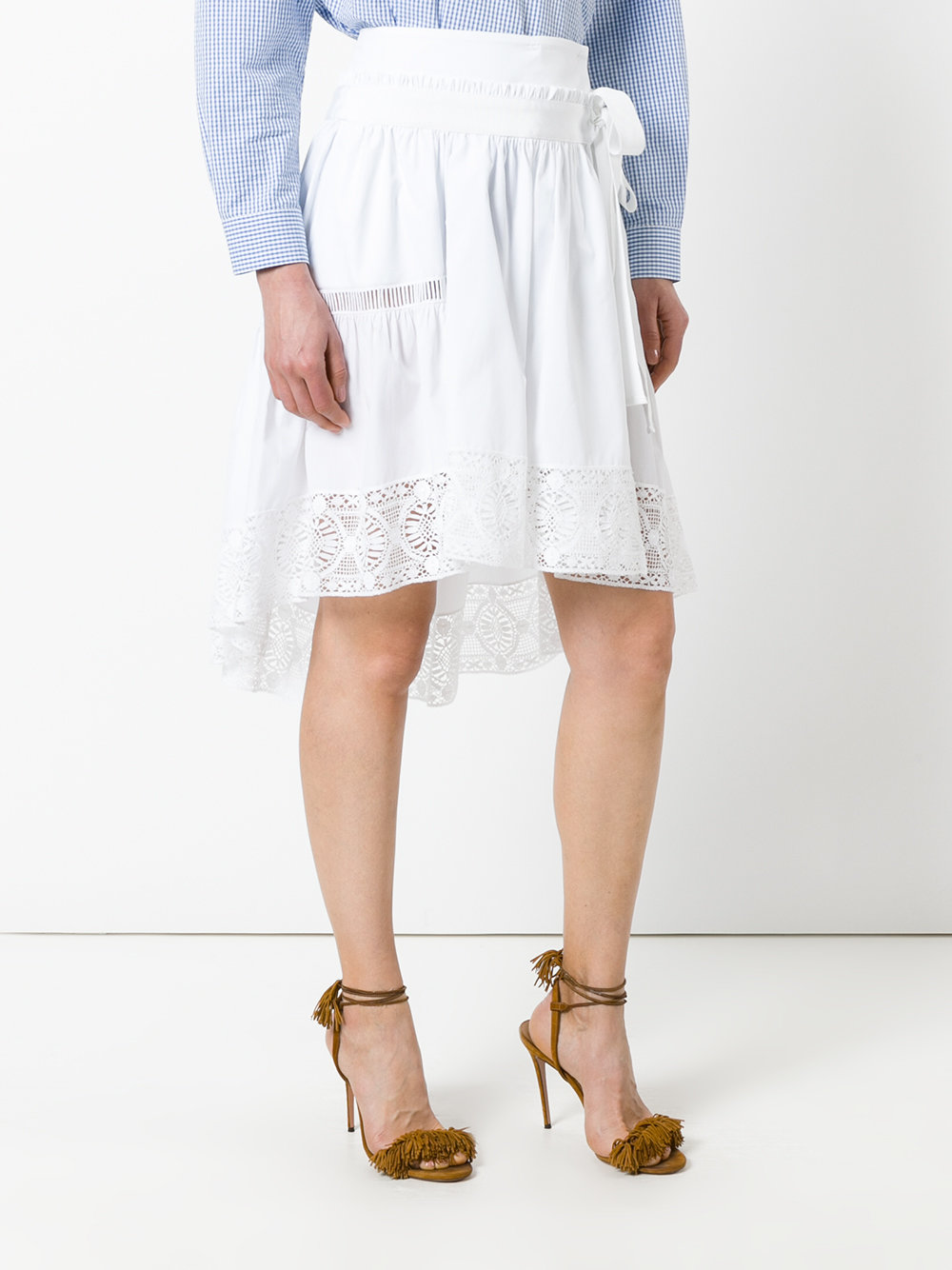 lace trim asymmetric skirt