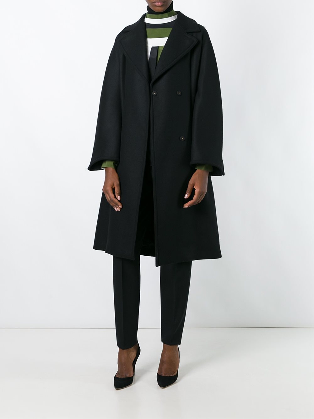 curved seam oversized coat