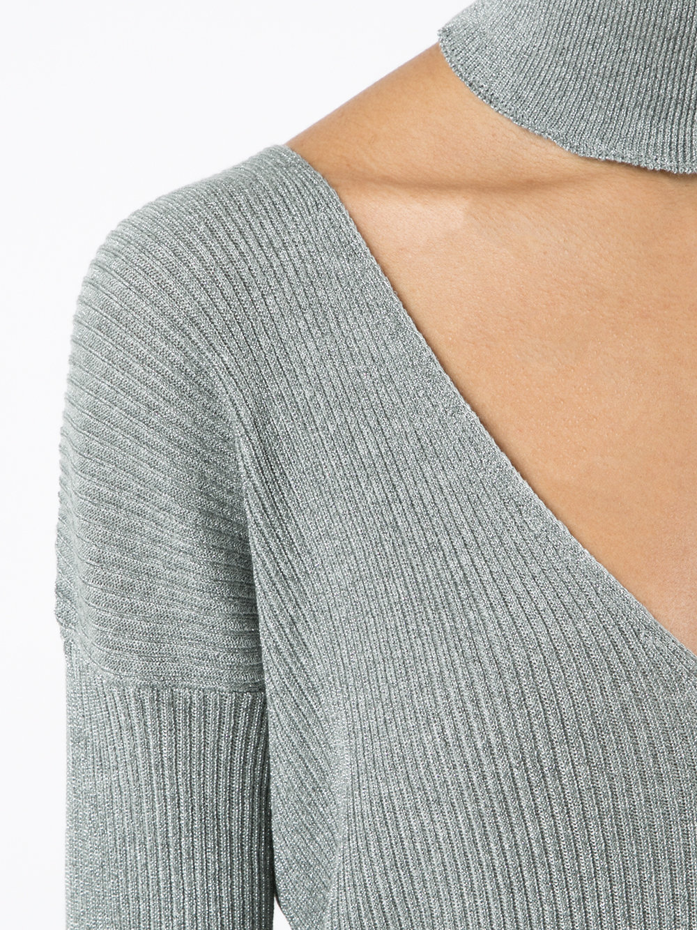ribbed V-neck jumper