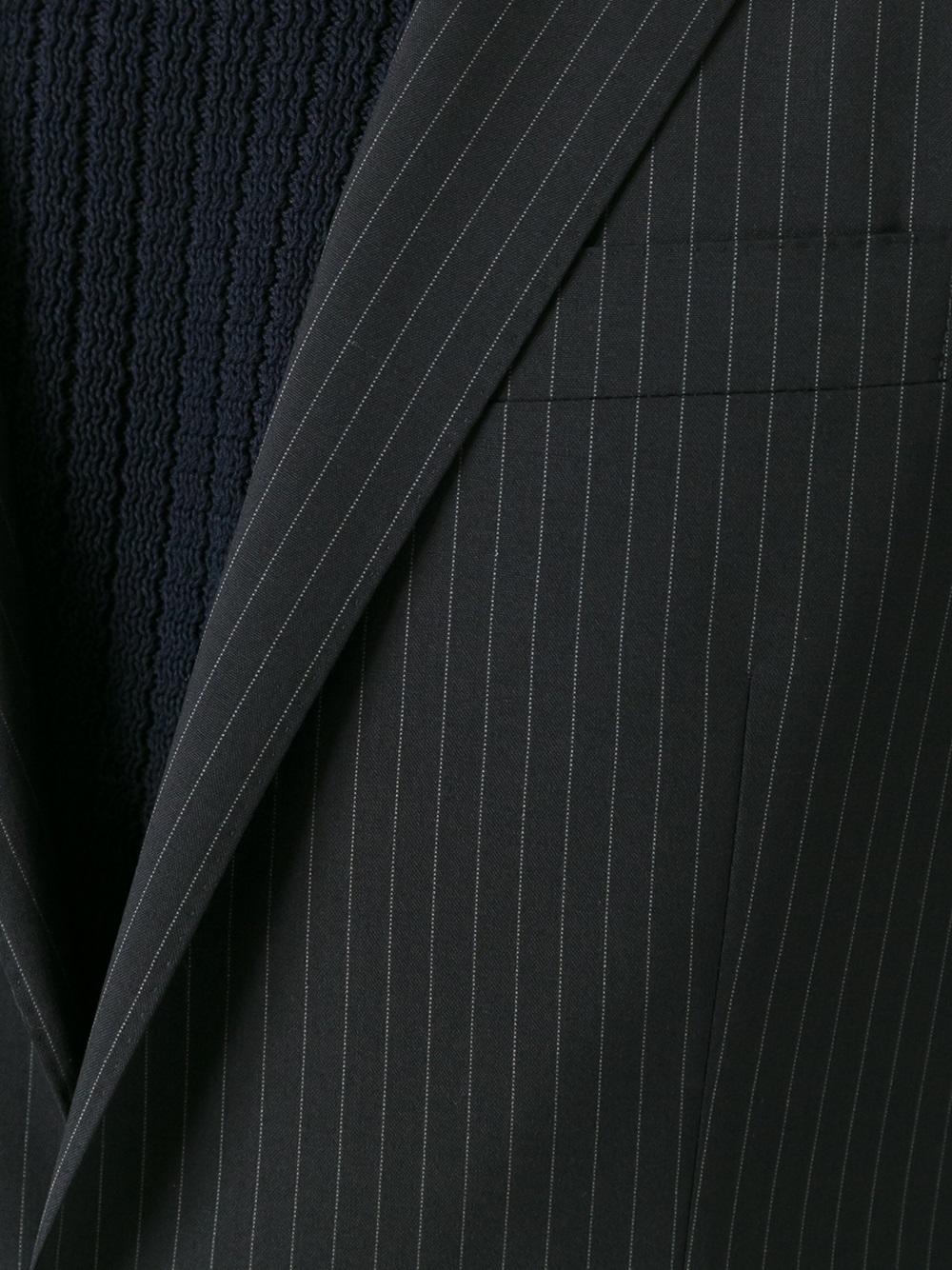 two-piece pinstriped suit