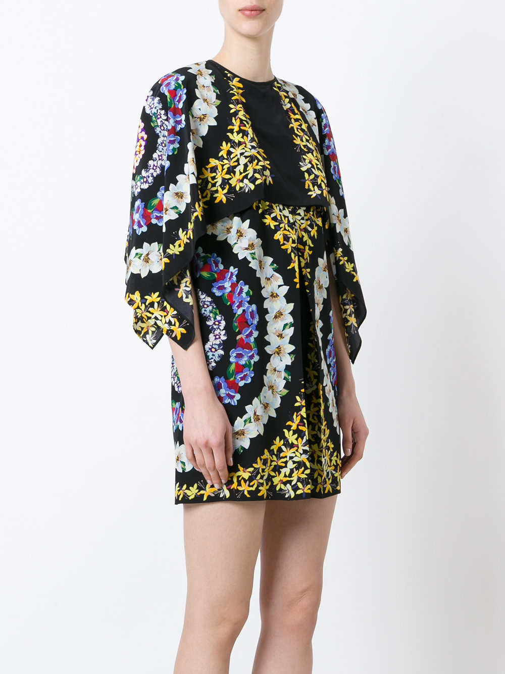 floral print cape dress