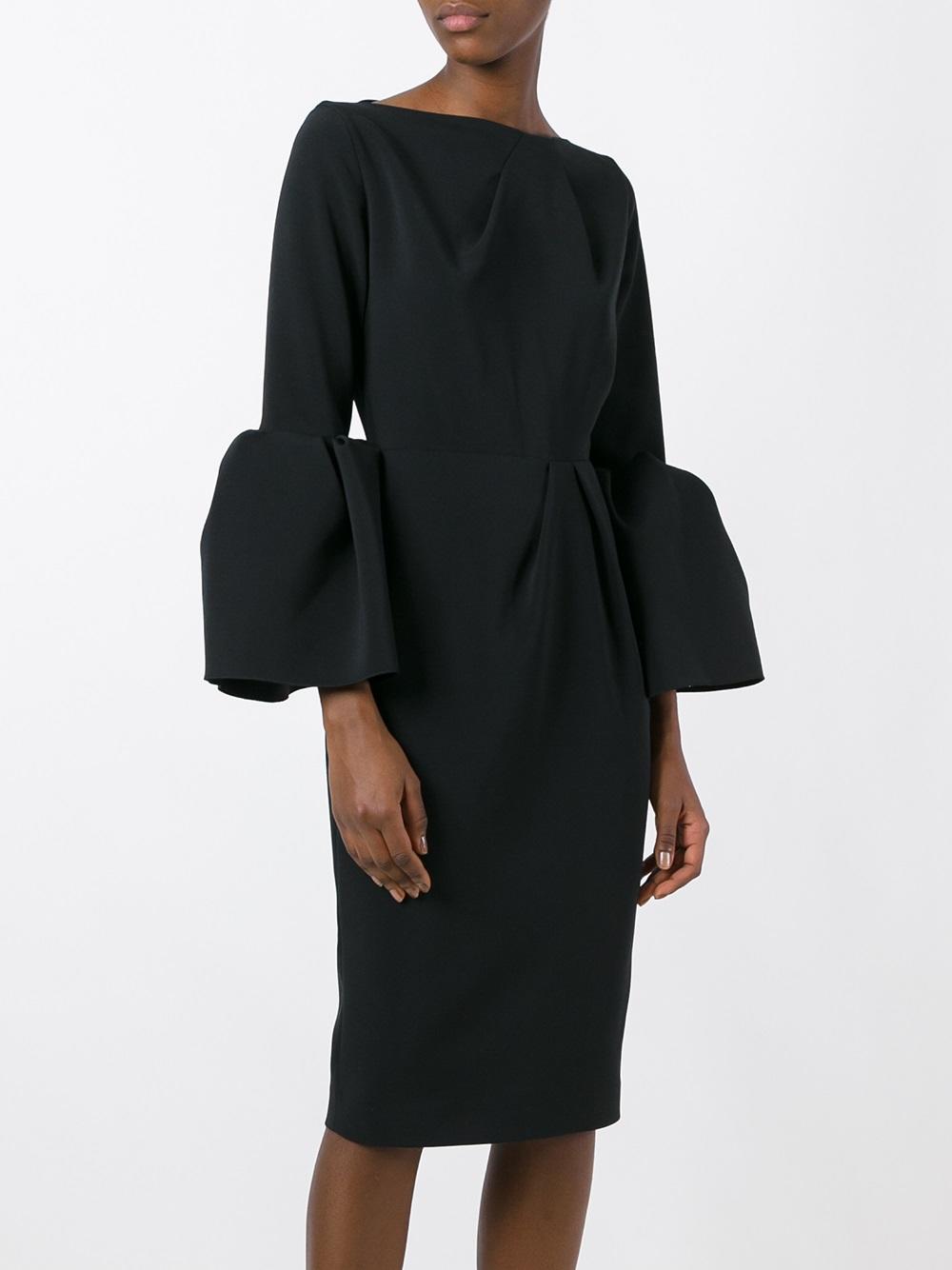 rouches sleeves midi dress