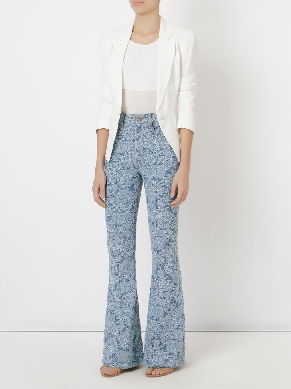 floral flared jeans