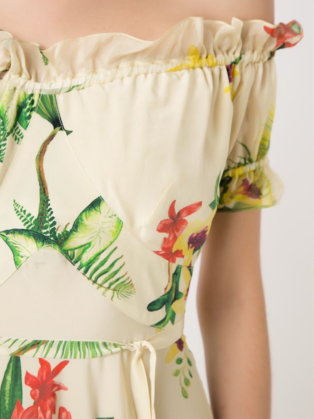 printed off-shoulder long dress