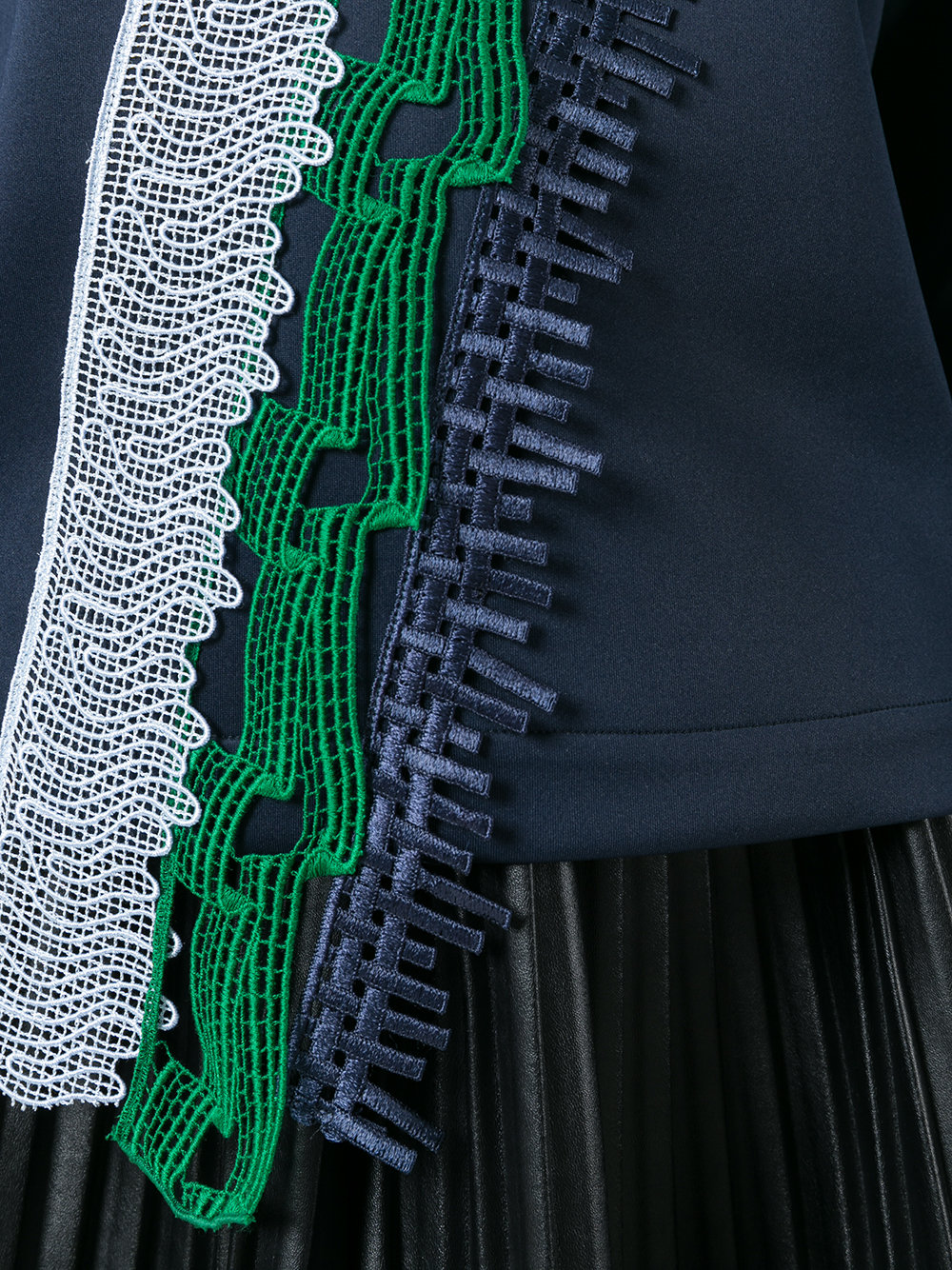 diagonal lace panel knitted top
