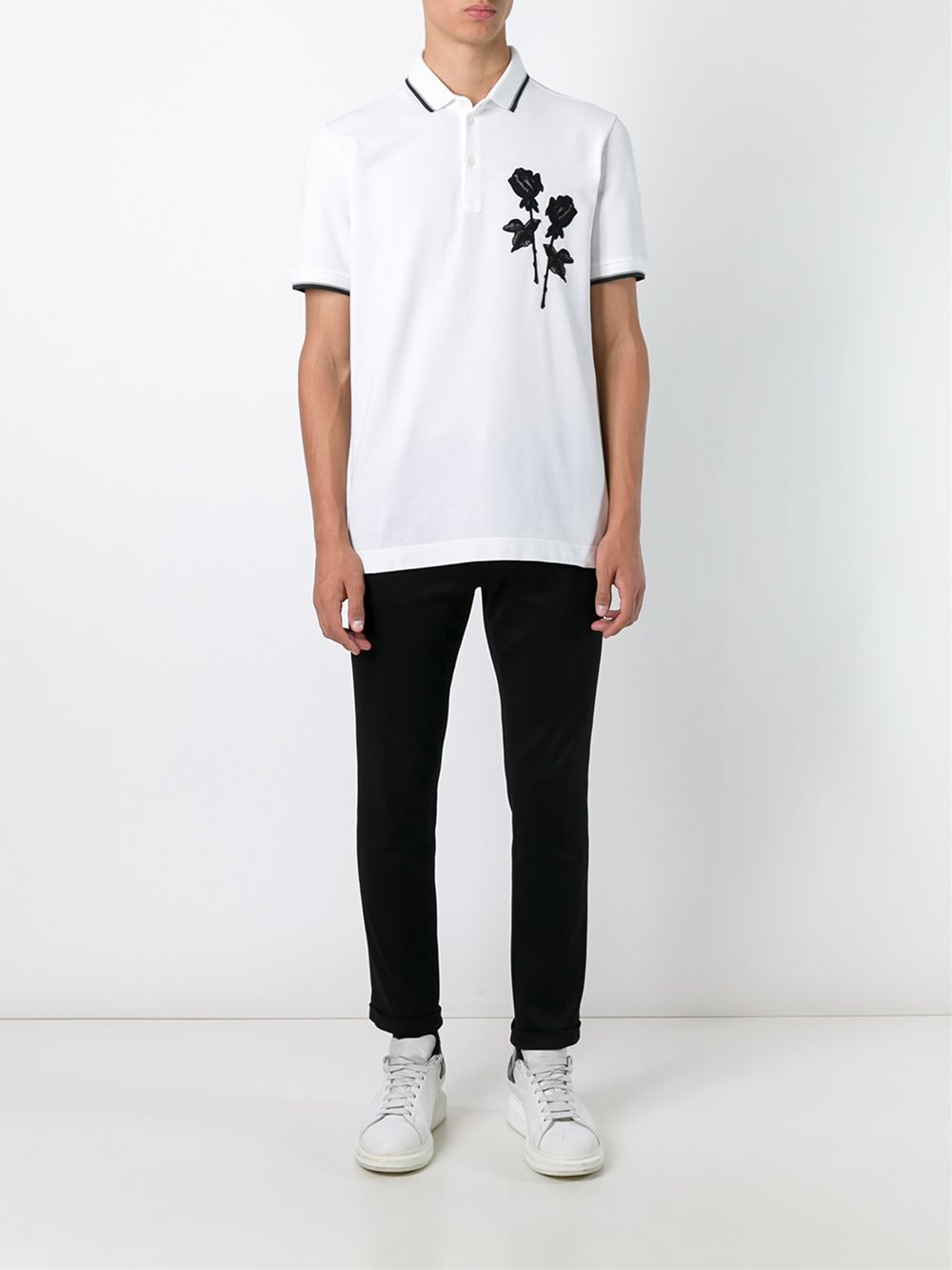 rose patch polo shirt 