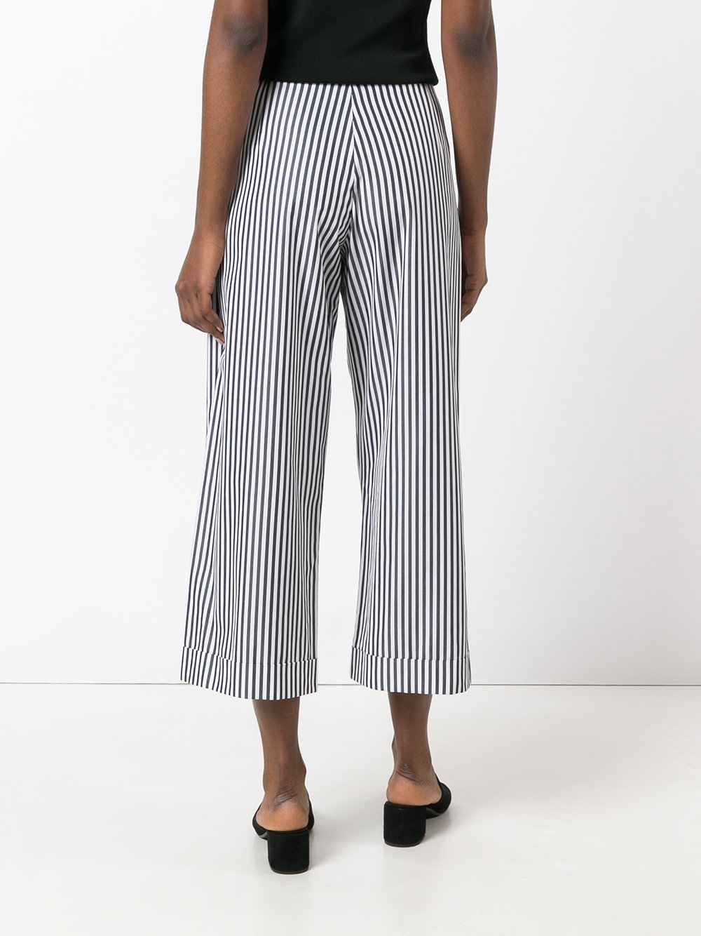 striped poplin cropped trousers