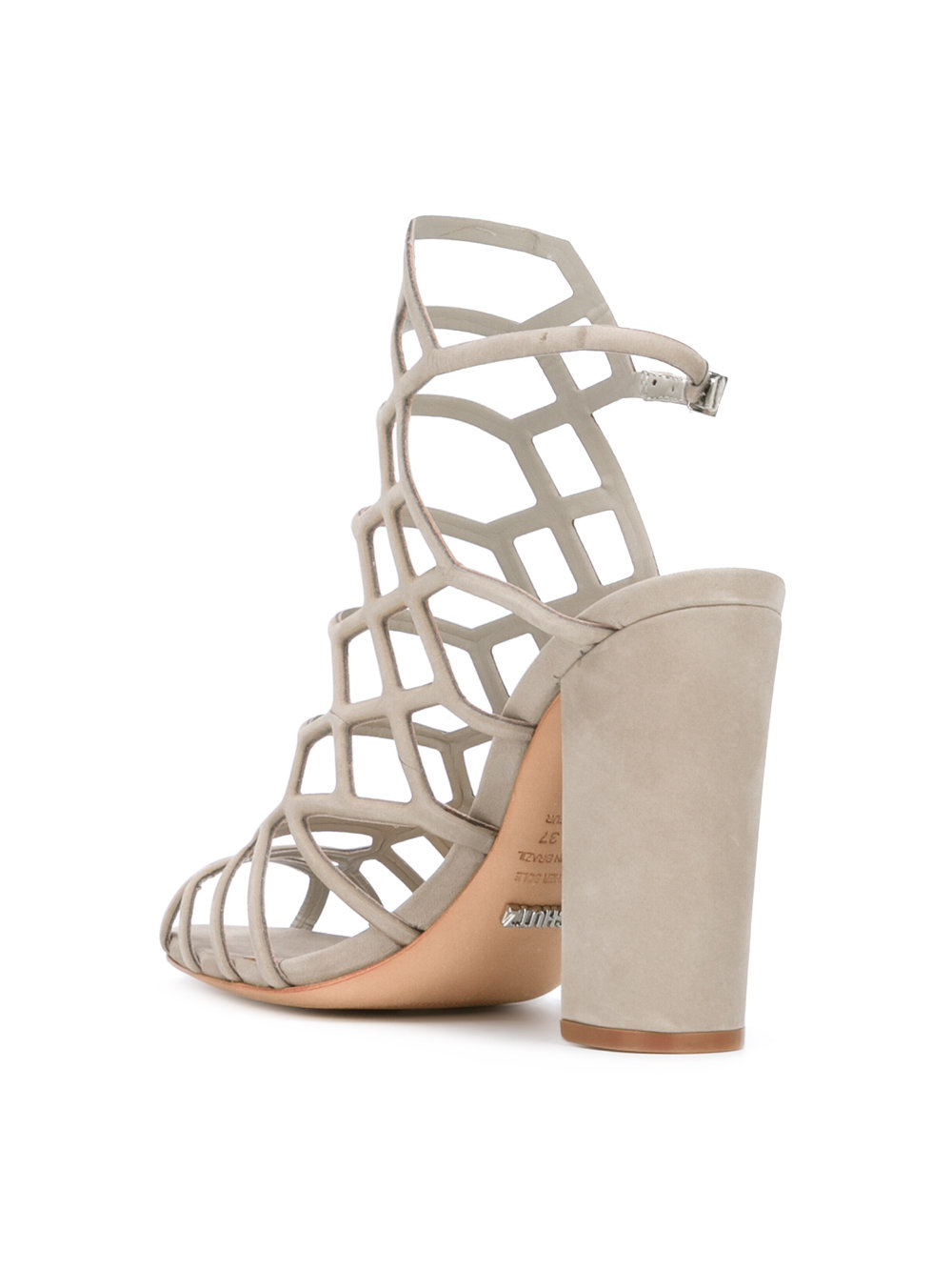 block heel caged sandals 