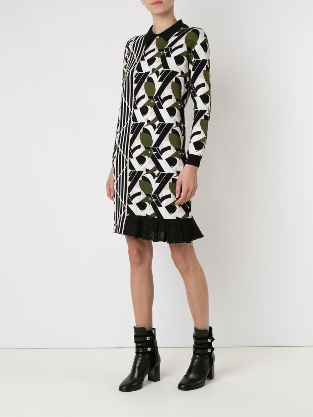 geometric pattern knit dress