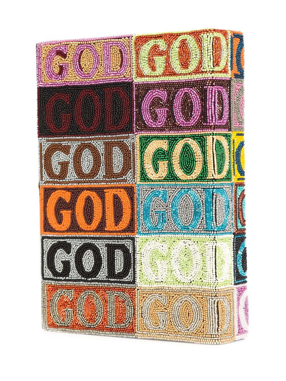 'God'刺绣手拿包