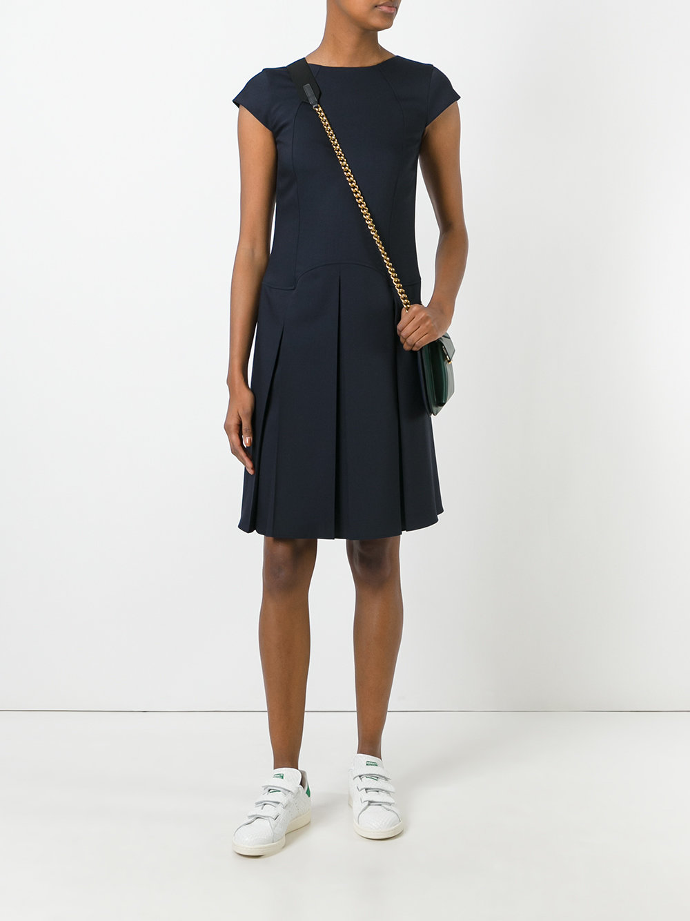 cap sleeve pleated dress