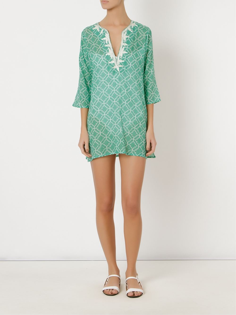 v-neck printed kaftan