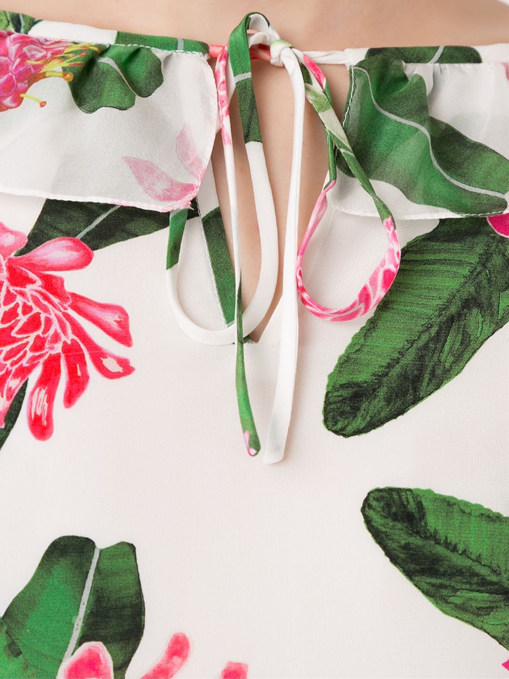 front lace up floral tunic