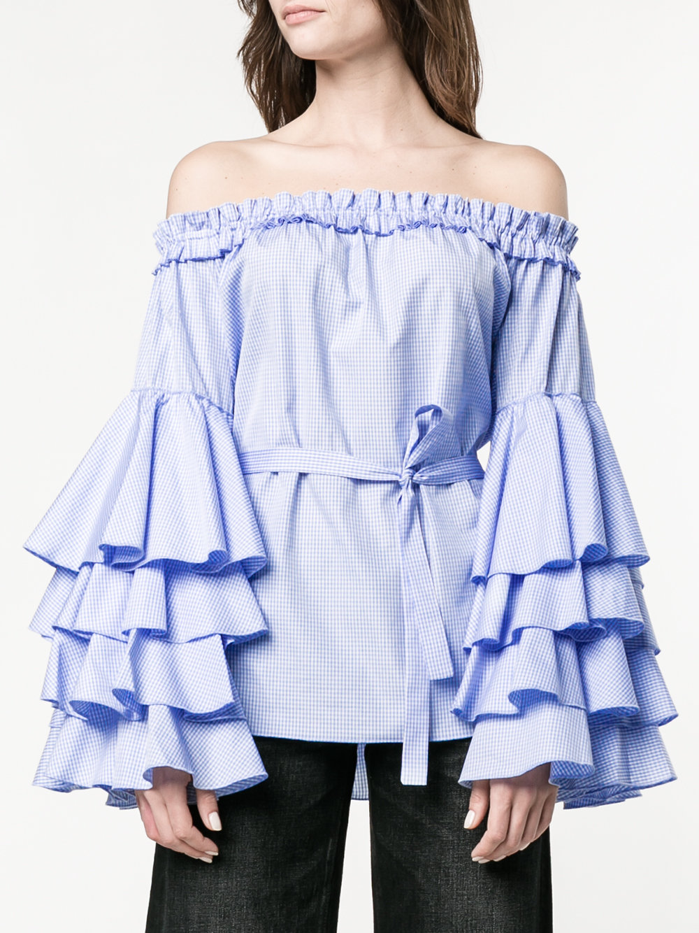 off shoulder ruffle blouse