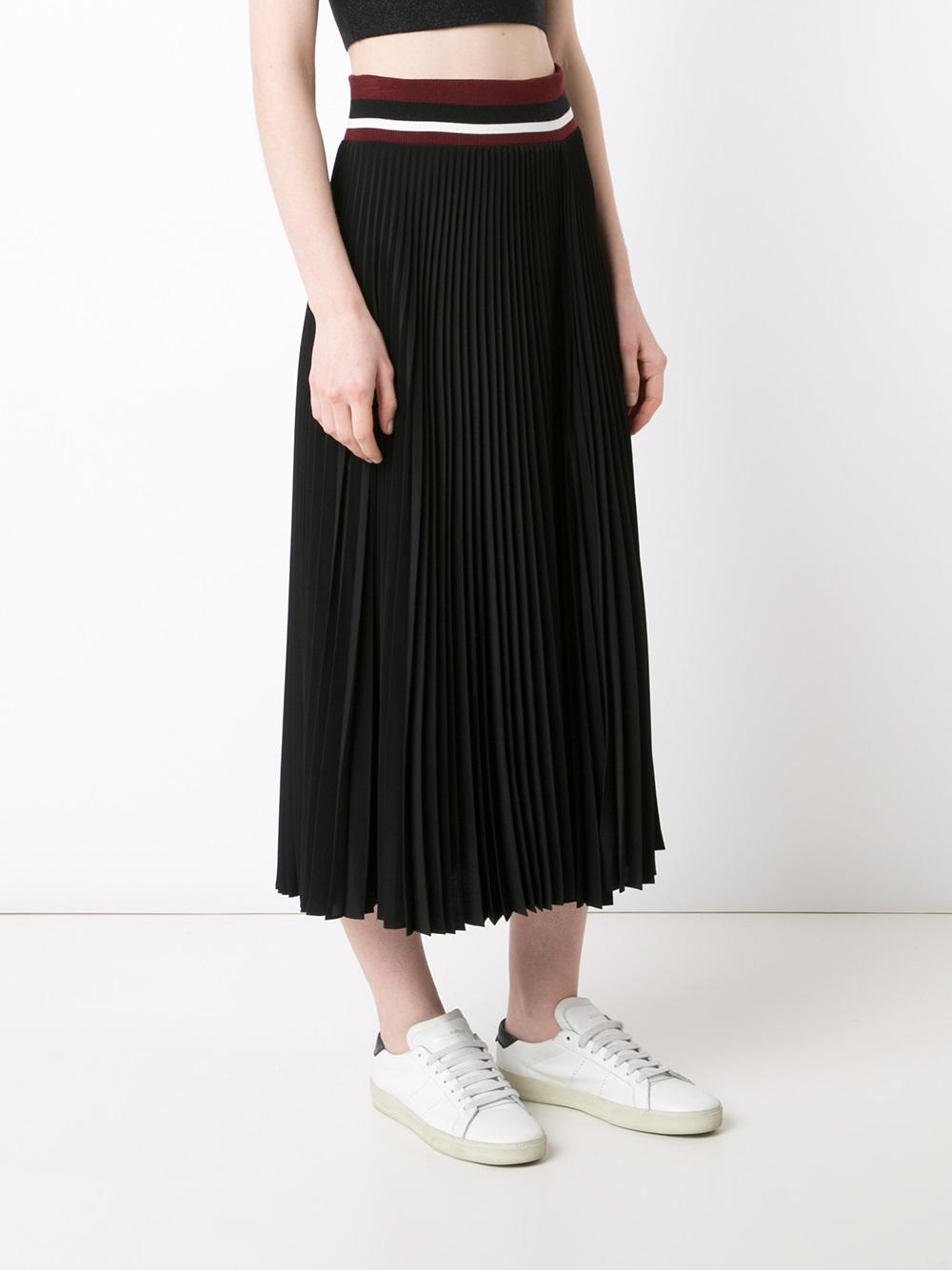 striped waistband pleated skirt