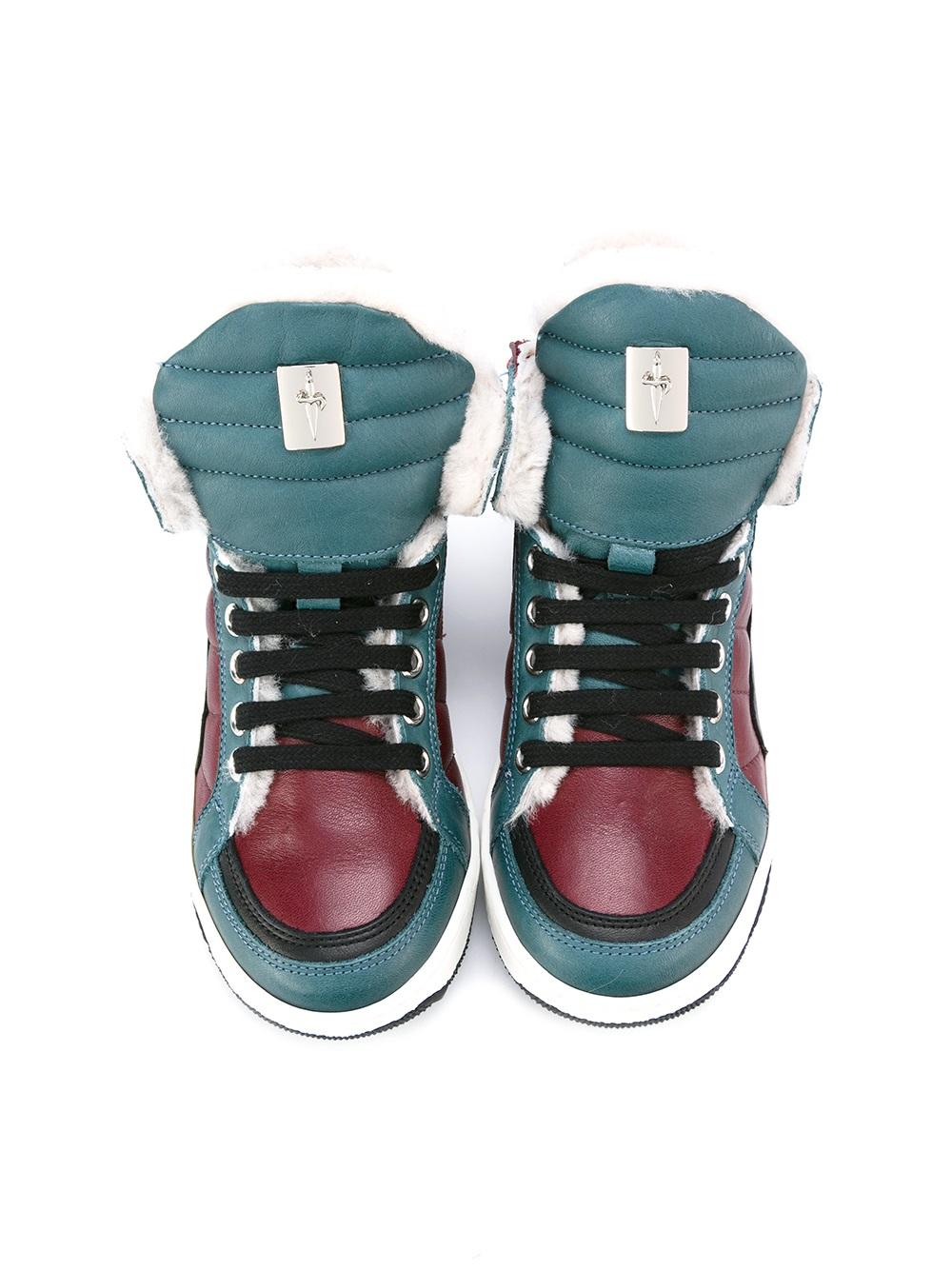 fur lined hi-top sneakers