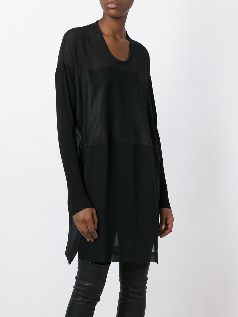 scoop neck sheer blouse