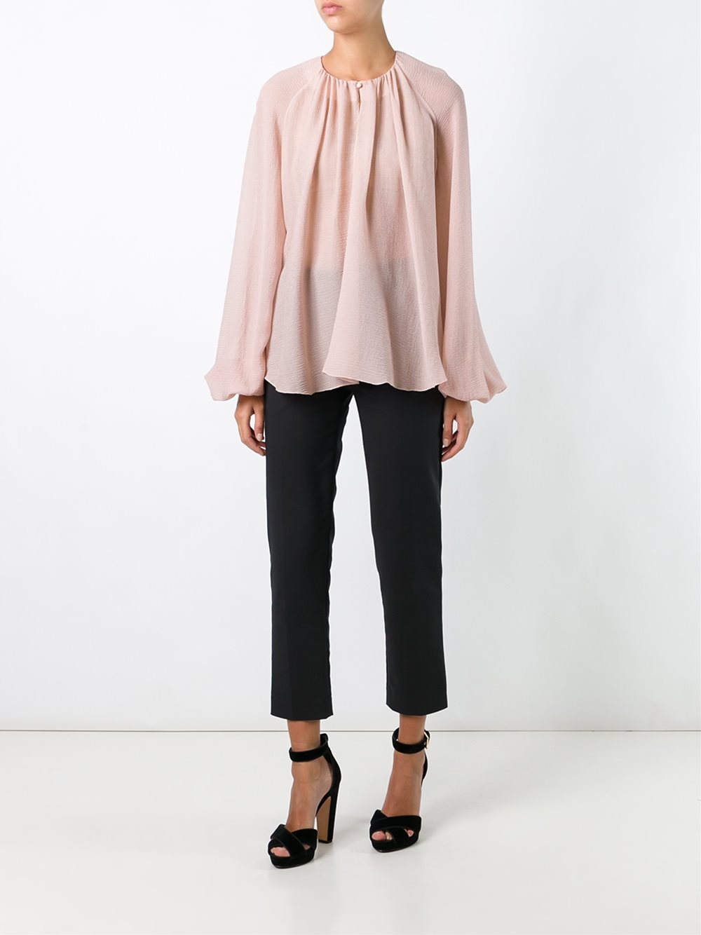 collarless blouse