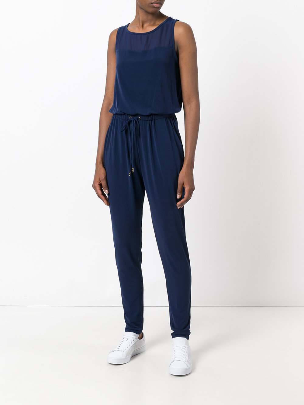 drawstring tapered leg jumpsuit