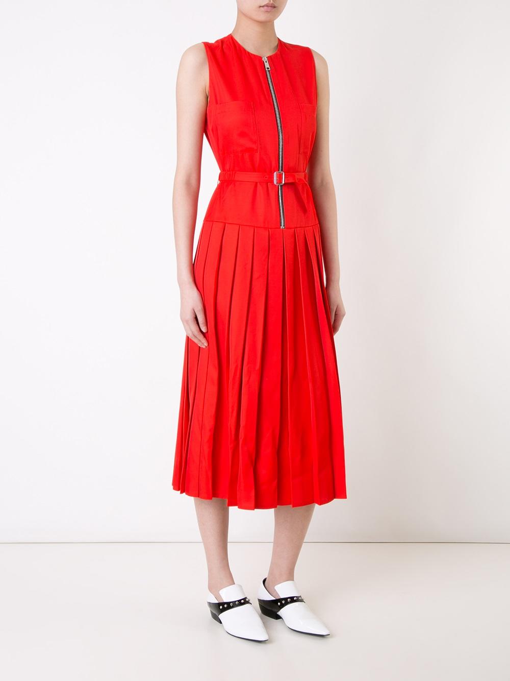 zip front pleated dress