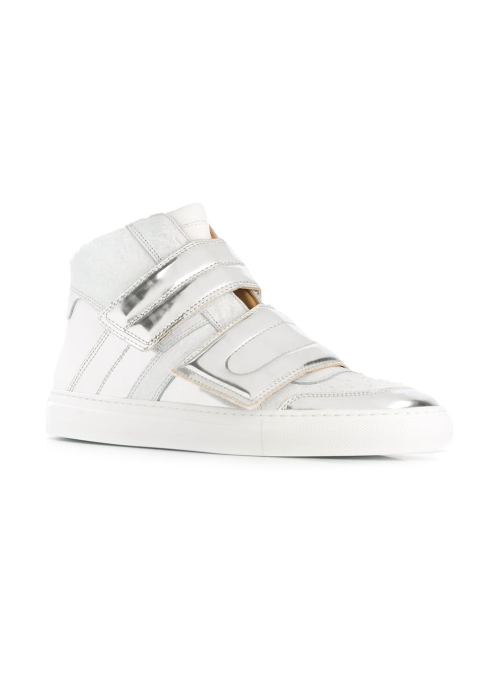 panelled hi-top sneakers