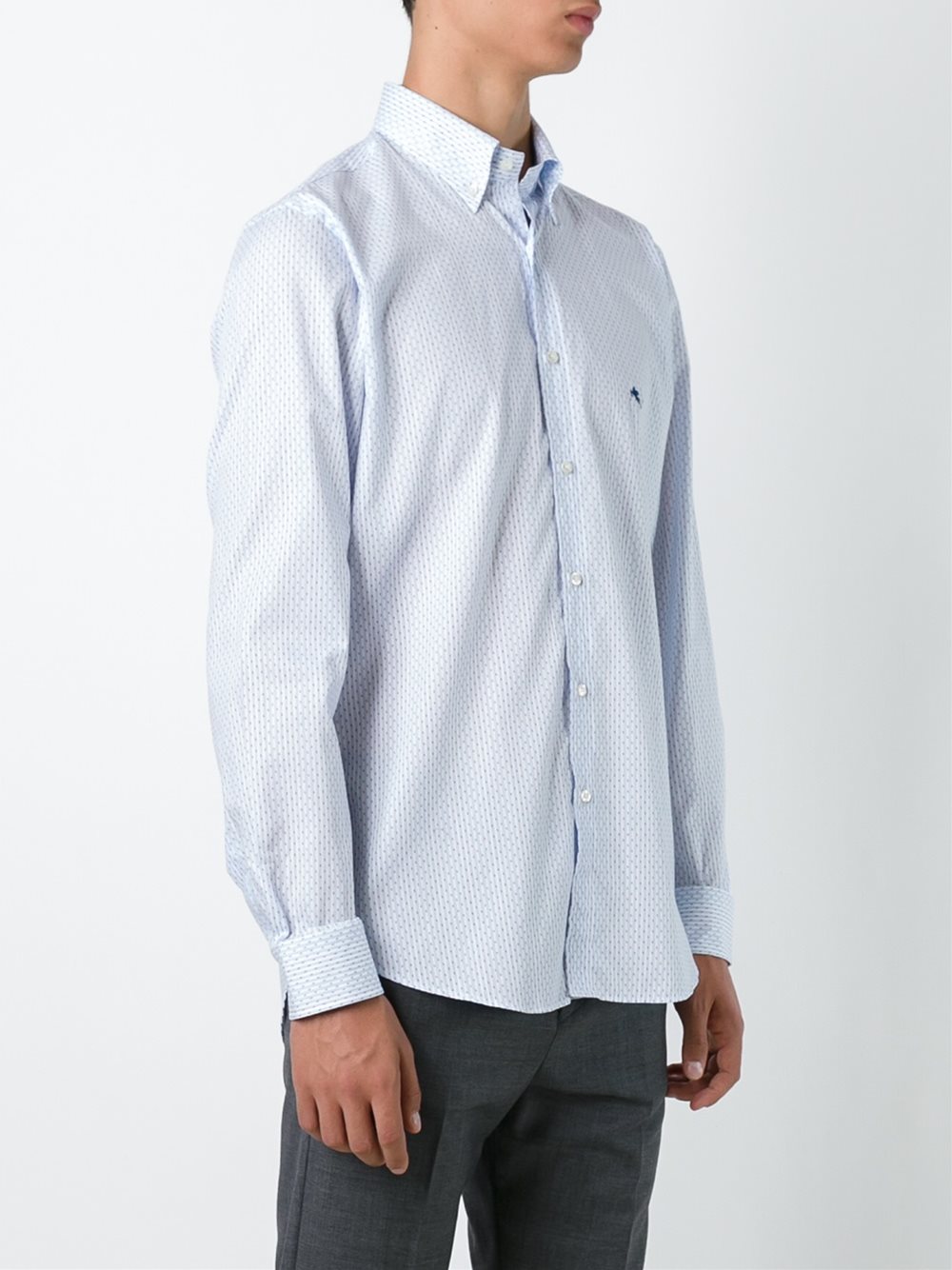 micro print button down shirt