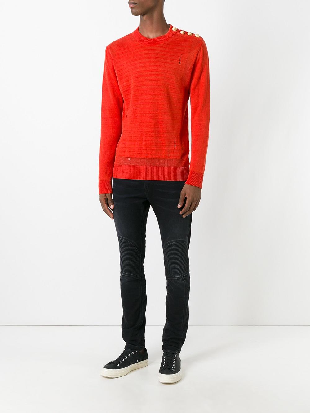 embossed striped jumper