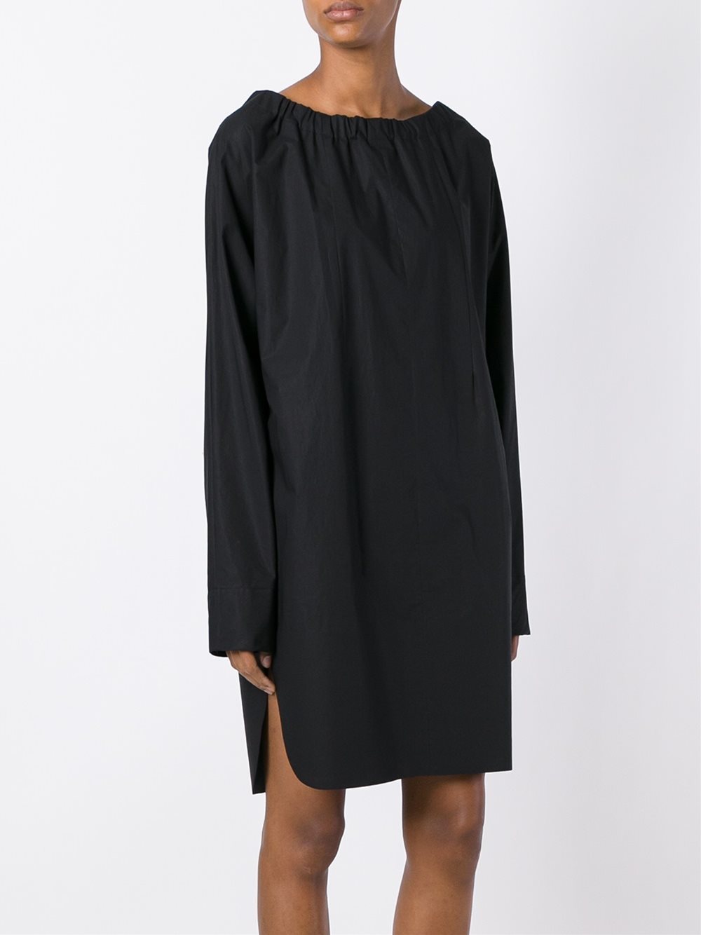 drawstring collar dress