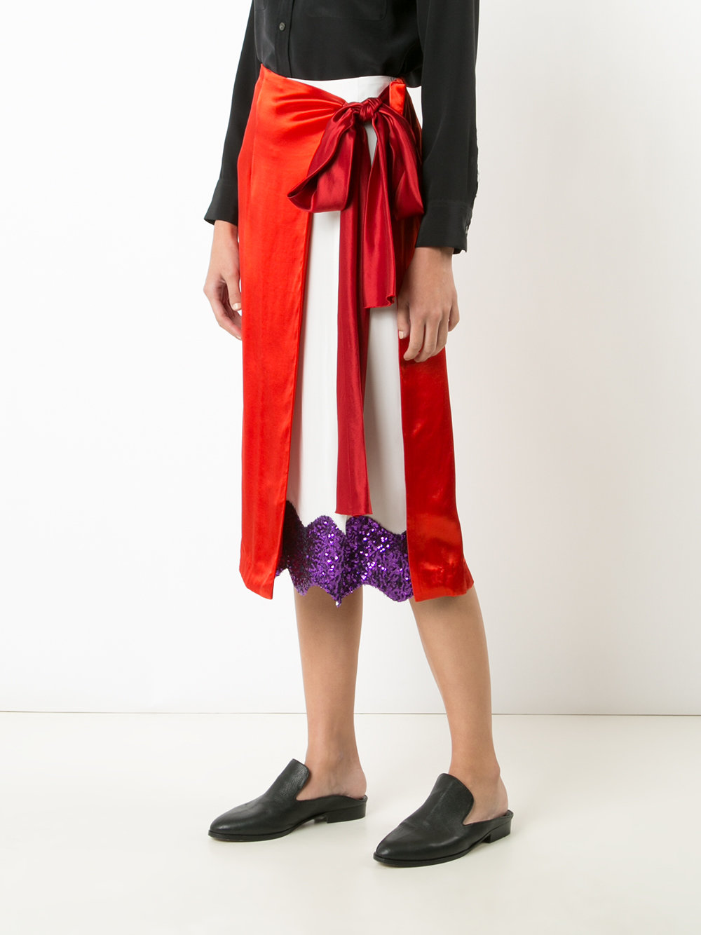 satin contrast wrap skirt