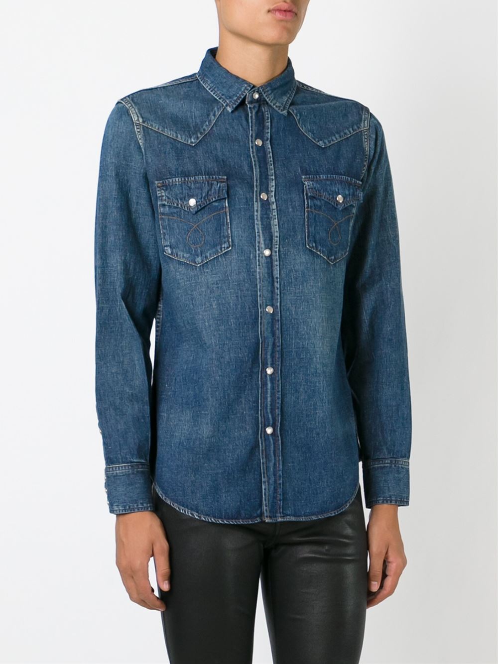 saint laurent 西式丹宁衬衫海淘返利 | 米饭粒返利网