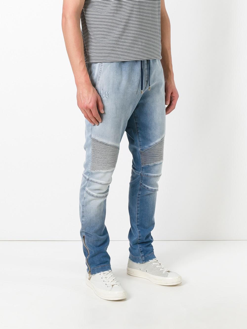 denim biker track pants