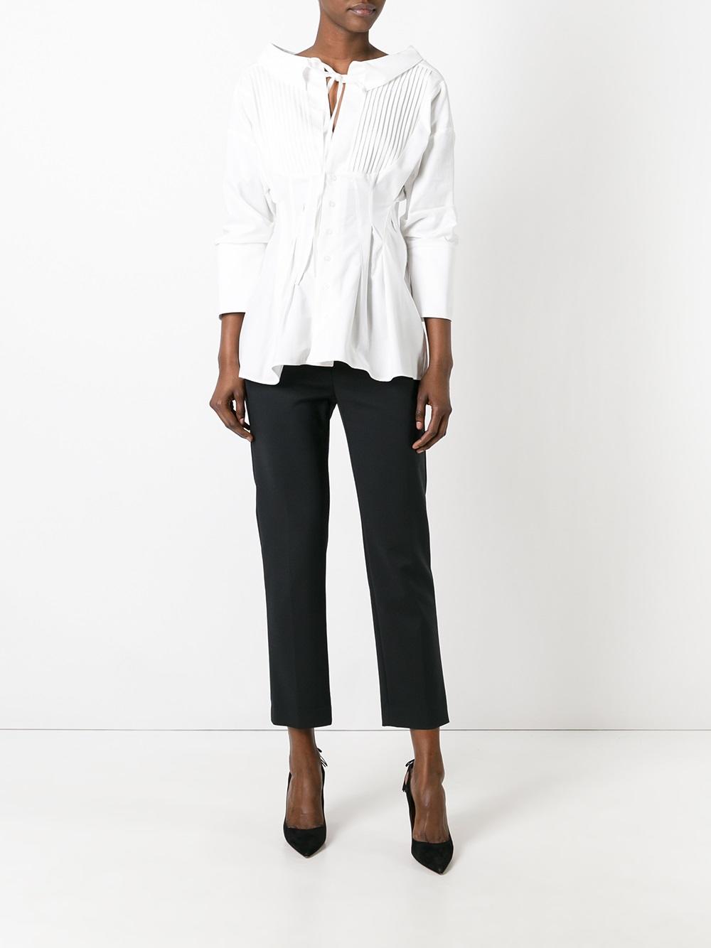 pleated bib blouse