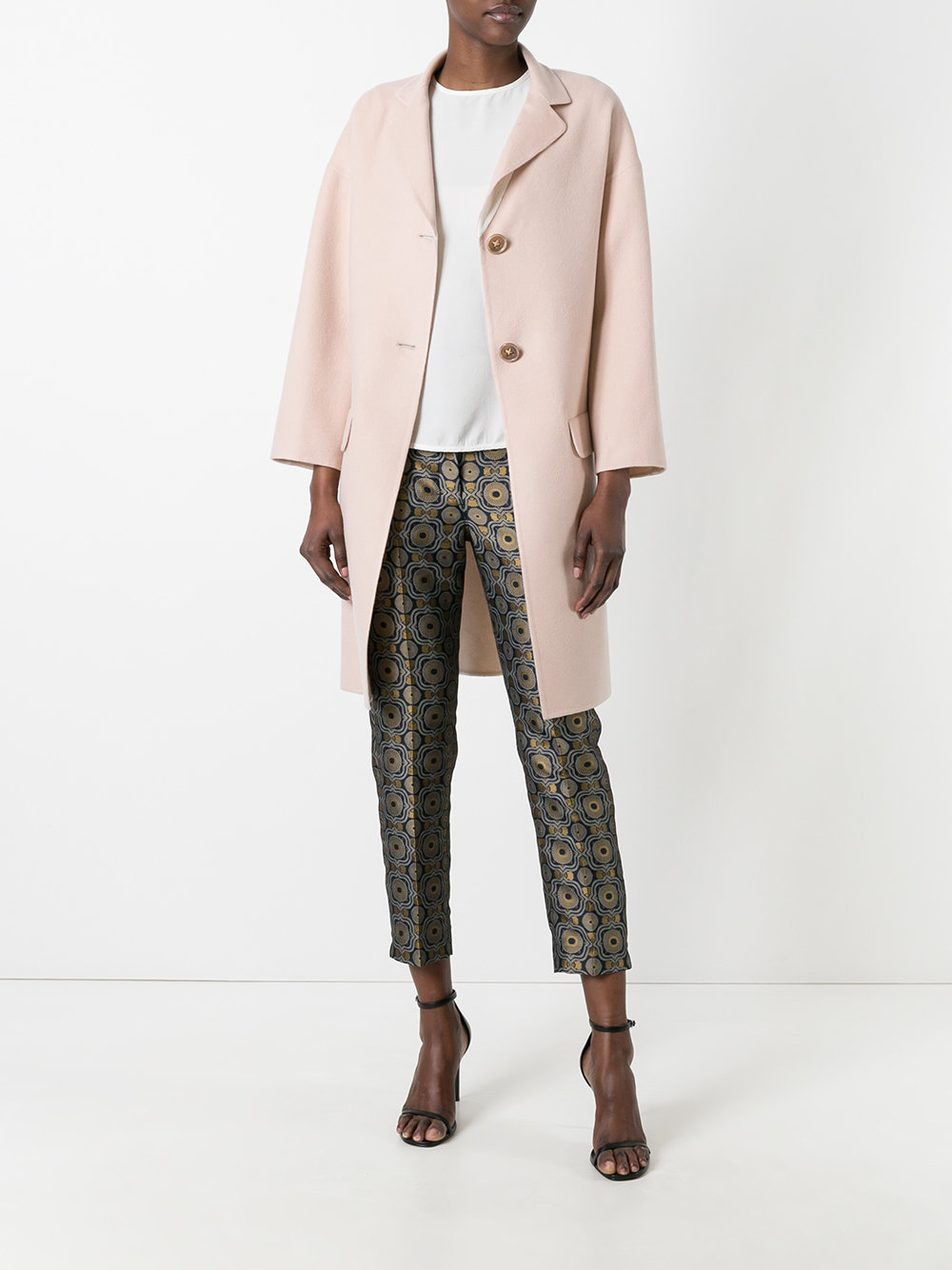 geometric pattern cropped trousers