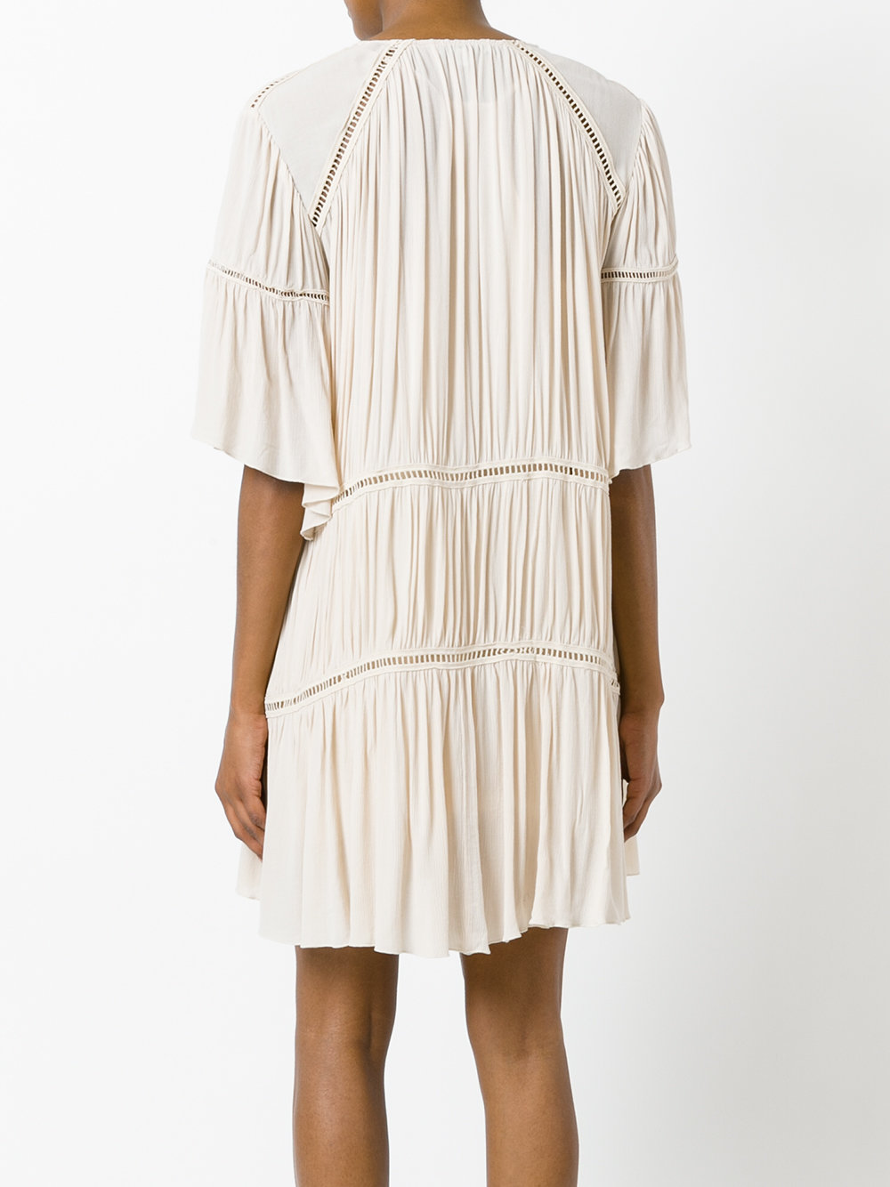 缩褶直筒连衣裙