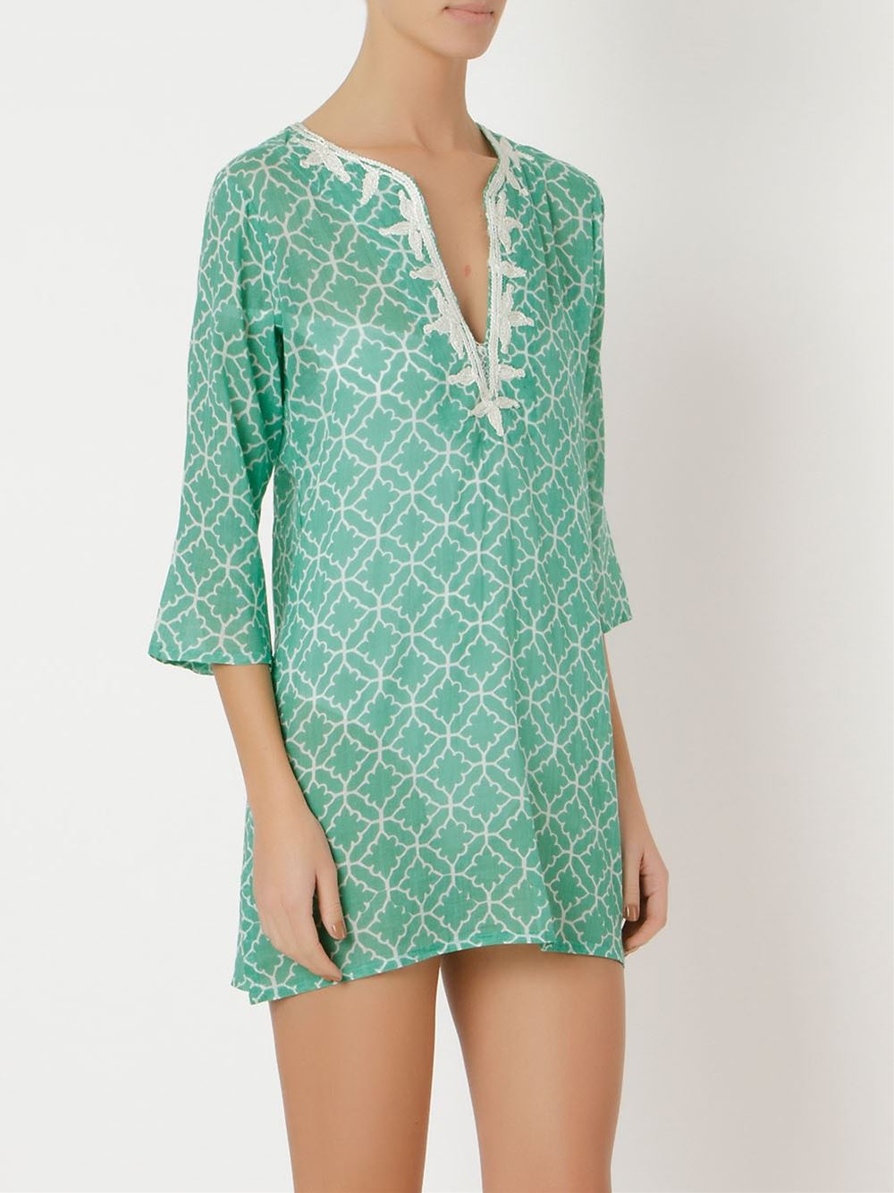 v-neck printed kaftan